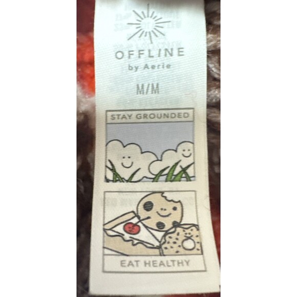 Offline By Aerie Chunky Knit Sweater Women’s Brown Red Striped Size Medium - Picture 6 of 9